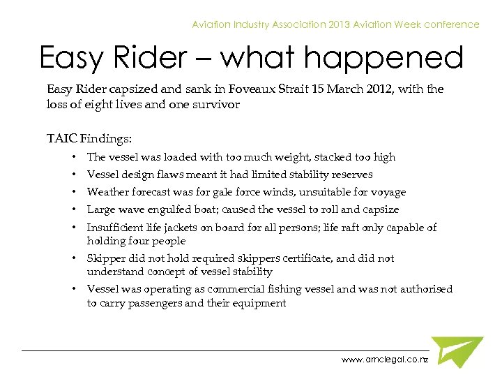 Aviation Industry Association 2013 Aviation Week conference Easy Rider – what happened Easy Rider