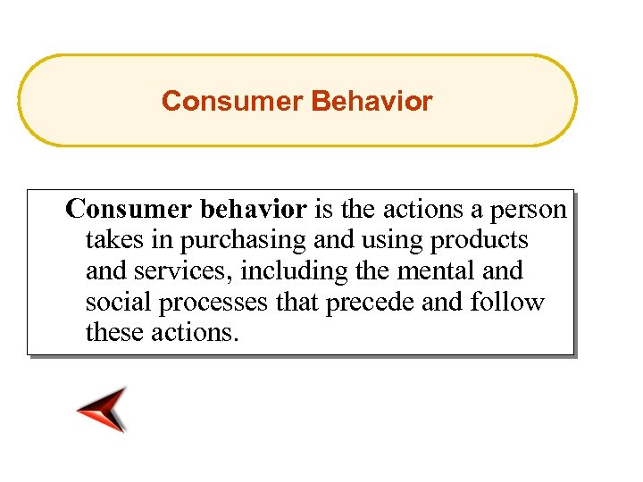 Consumer Behavior Consumer behavior is the actions a person takes in purchasing and using