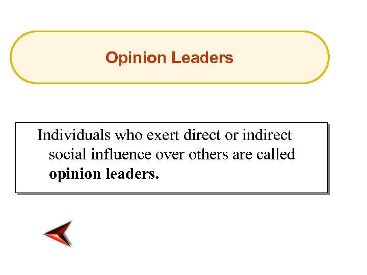 Opinion Leaders Individuals who exert direct or indirect social influence over others are called