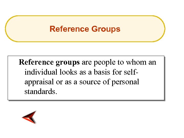 Reference Groups Reference groups are people to whom an individual looks as a basis