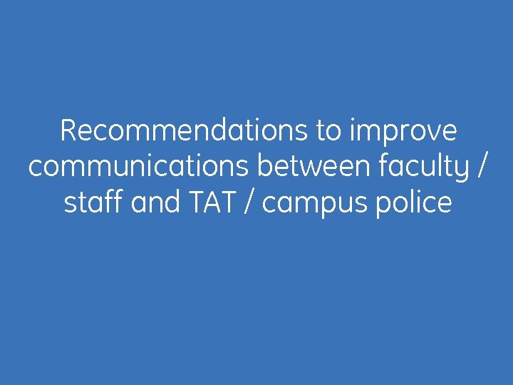 Recommendations to improve communications between faculty / staff and TAT / campus police 22