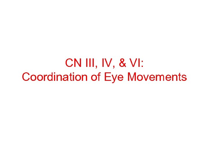 CN III, IV, & VI: Coordination of Eye Movements 