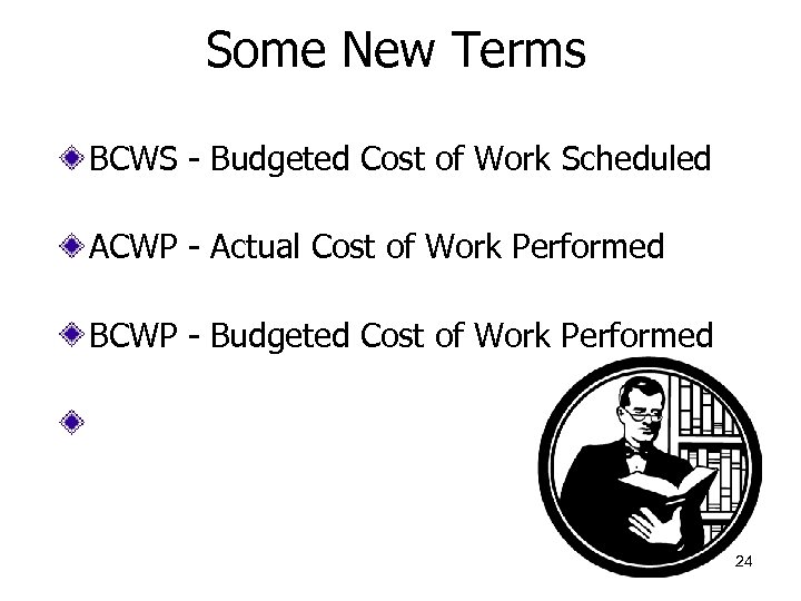 Some New Terms BCWS - Budgeted Cost of Work Scheduled ACWP - Actual Cost