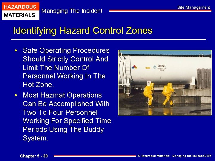 HAZARDOUS MATERIALS Site Management Managing The Incident Identifying Hazard Control Zones • Safe Operating