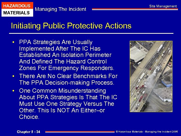 HAZARDOUS MATERIALS Site Management Managing The Incident Initiating Public Protective Actions • PPA Strategies