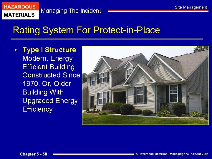 HAZARDOUS MATERIALS Site Management Managing The Incident Rating System For Protect-in-Place • Type I