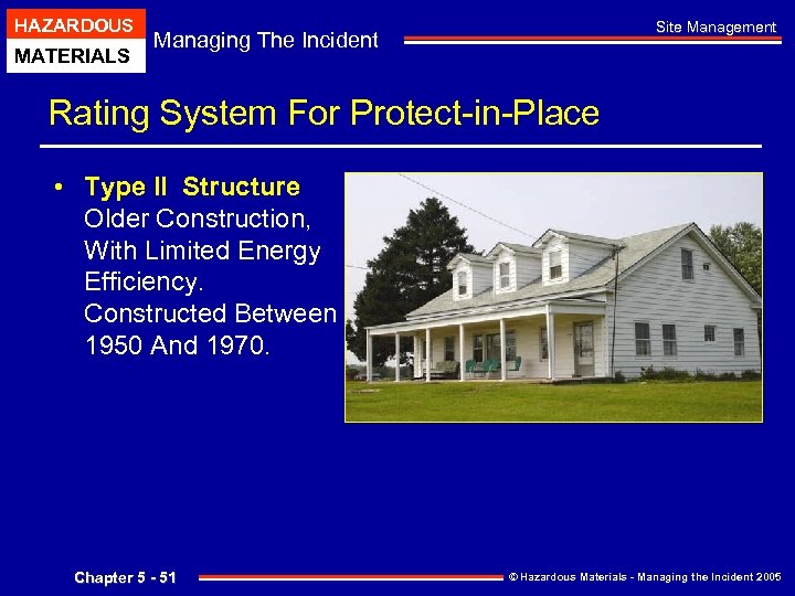 HAZARDOUS MATERIALS Site Management Managing The Incident Rating System For Protect-in-Place • Type II