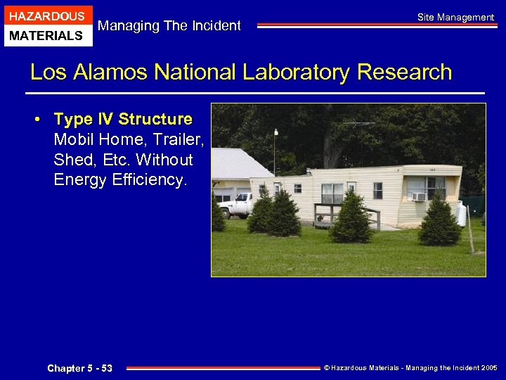 HAZARDOUS MATERIALS Managing The Incident Site Management Los Alamos National Laboratory Research • Type