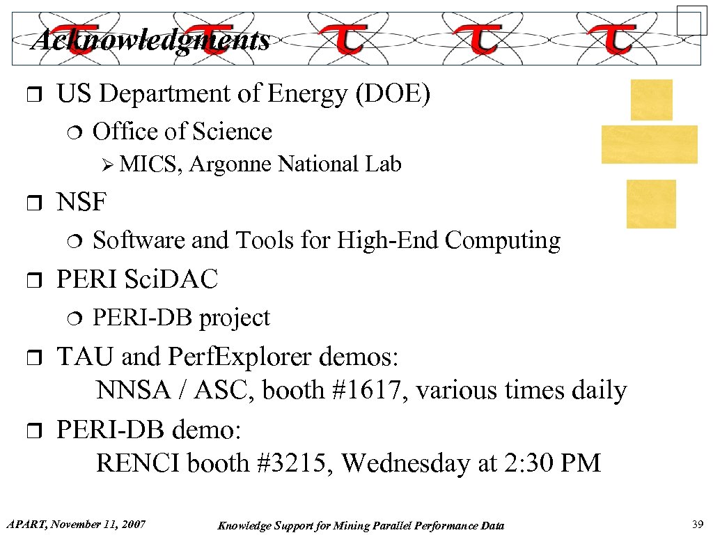 Acknowledgments r US Department of Energy (DOE) ¦ Office of Science Ø MICS, r