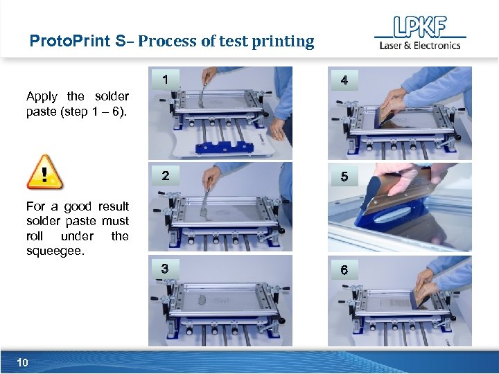 Proto. Print S– Process of test printing 1 4 2 5 3 6 Apply