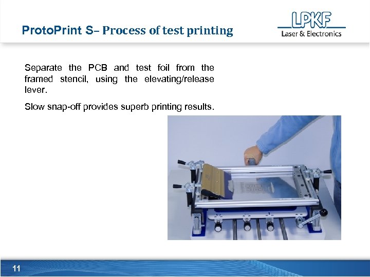 Proto. Print S– Process of test printing Separate the PCB and test foil from