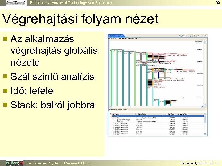 Budapest University of Technology and Economics 30 Végrehajtási folyam nézet ¡ Az alkalmazás végrehajtás