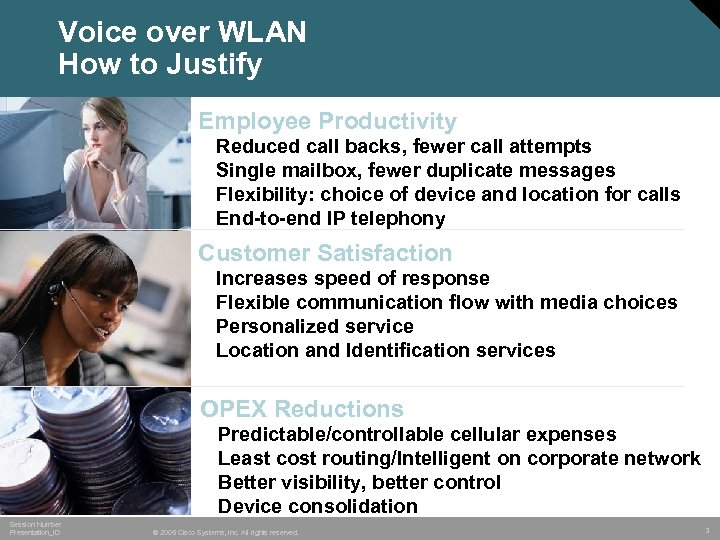 Voice over WLAN How to Justify Employee Productivity • • Reduced call backs, fewer