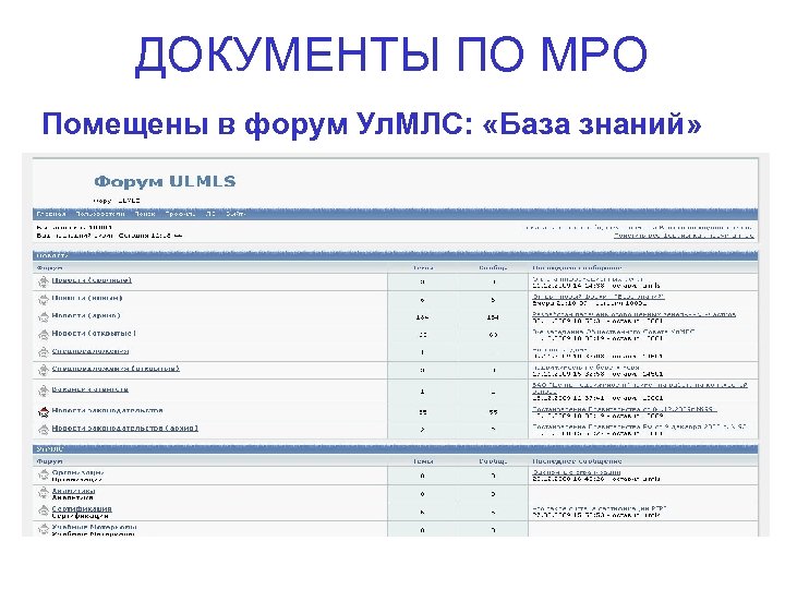 ДОКУМЕНТЫ ПО МРО Помещены в форум Ул. МЛС: «База знаний» 
