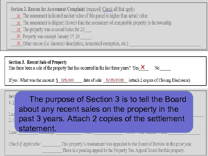 x x x 125, 000 5/25/2015 The purpose of Section 3 is to tell