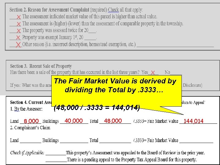 x x X x The 125, 000 Market Value is derived by Fair 5/25/2014