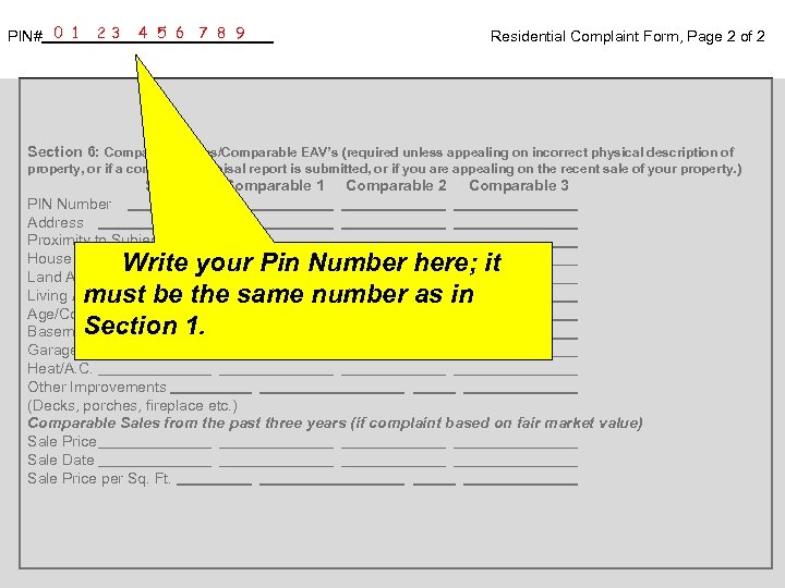 PIN# 0 1 23 4 5 6 7 8 9 Residential Complaint Form, Page
