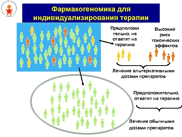 Фармакогеномика для индивидуализирования терапии Предположи тельно, не ответят на терапию Высокий риск токсических эффектов