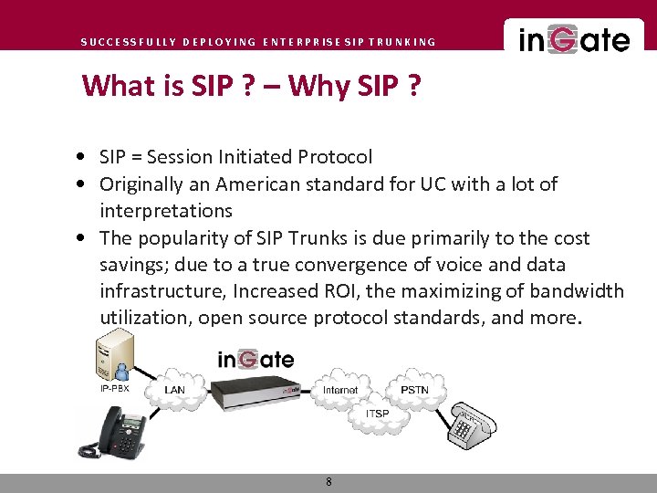 SUCCESSFULLY DEPLOYING ENTERPRISE SIP TRUNKING What is SIP ? – Why SIP ? •
