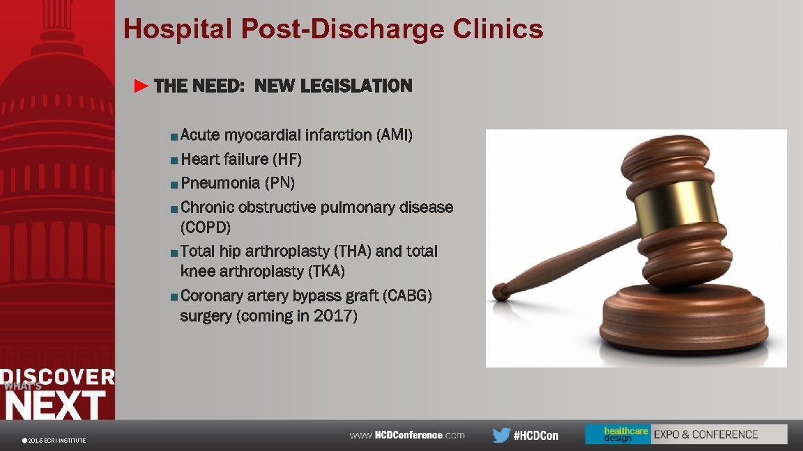 Hospital Post-Discharge Clinics ► THE NEED: NEW LEGISLATION ■ Acute myocardial infarction (AMI) ■