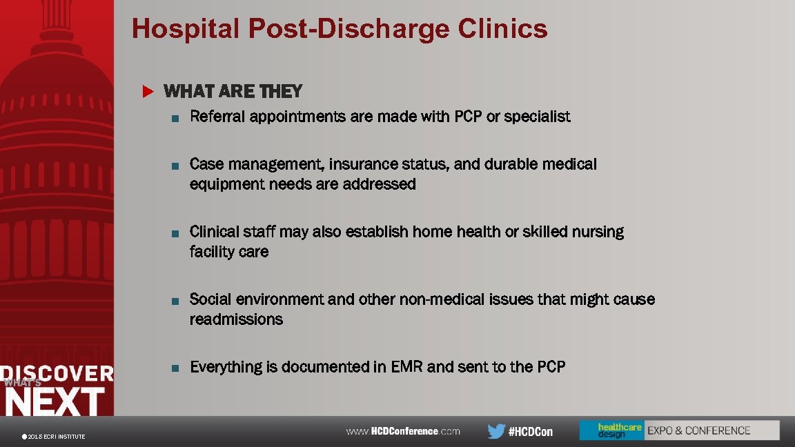 Hospital Post-Discharge Clinics u WHAT ARE THEY ■ Referral appointments are made with PCP