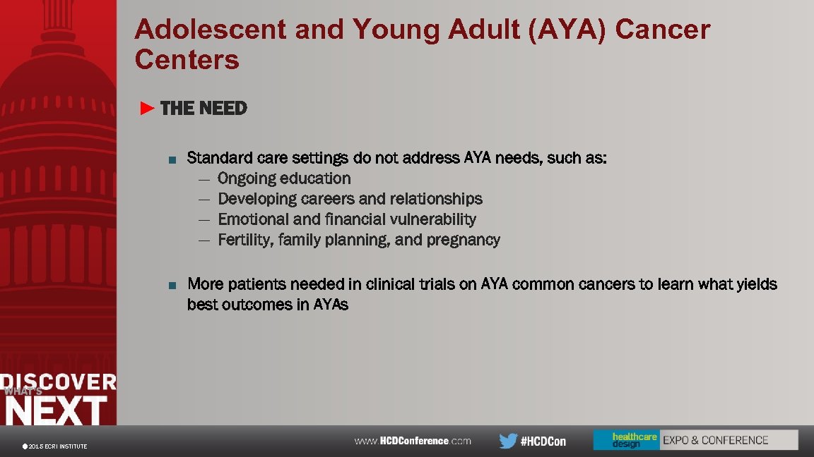 Adolescent and Young Adult (AYA) Cancer Centers ► THE NEED ■ Standard care settings