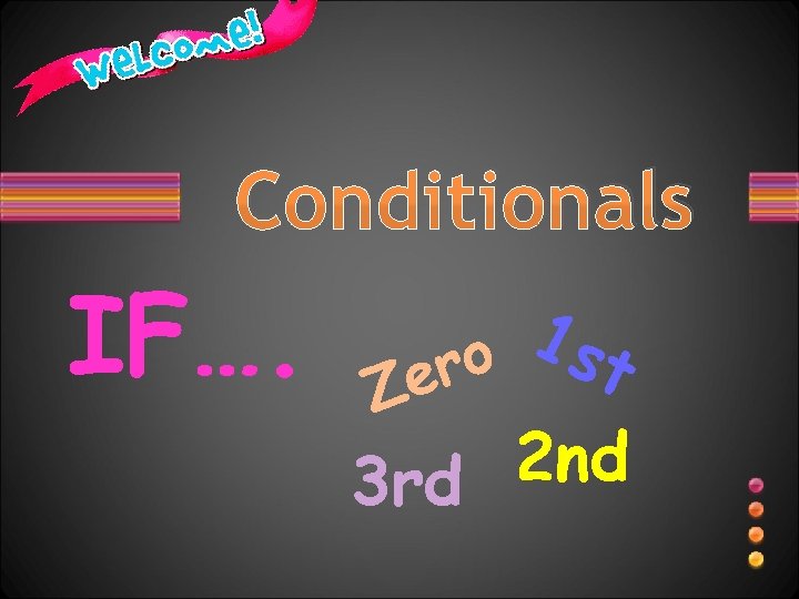 Conditionals IF…. 1 st ro e Z 2 nd 3 rd 