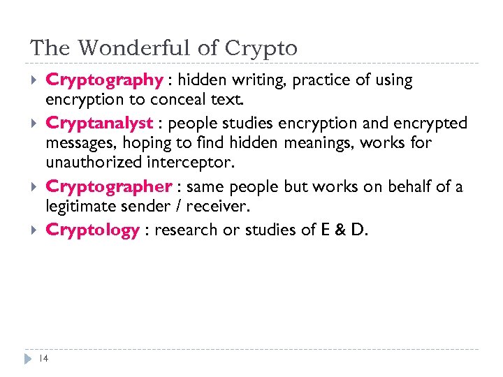 The Wonderful of Cryptography : hidden writing, practice of using encryption to conceal text.
