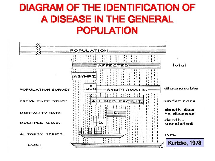 DIAGRAM OF THE IDENTIFICATION OF A DISEASE IN THE GENERAL POPULATION Kurtzke, 1978 
