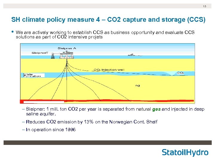 13 SH climate policy measure 4 – CO 2 capture and storage (CCS) •