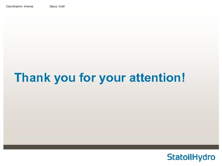 Classification: Internal Status: Draft Thank you for your attention! 