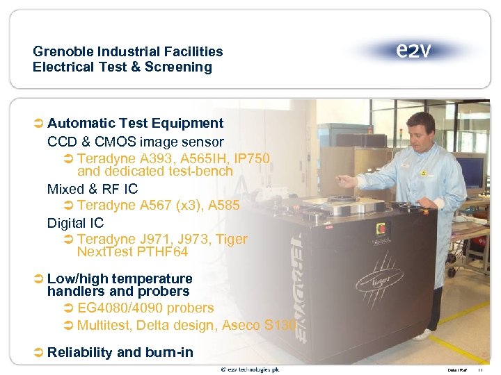 Grenoble Industrial Facilities Electrical Test & Screening Ü Automatic Test Equipment CCD & CMOS
