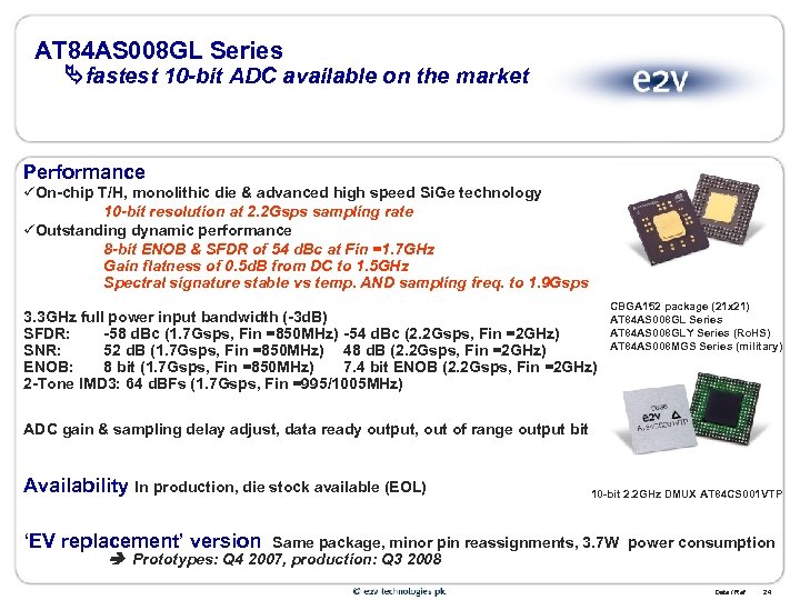 AT 84 AS 008 GL Series fastest 10 -bit ADC available on the market