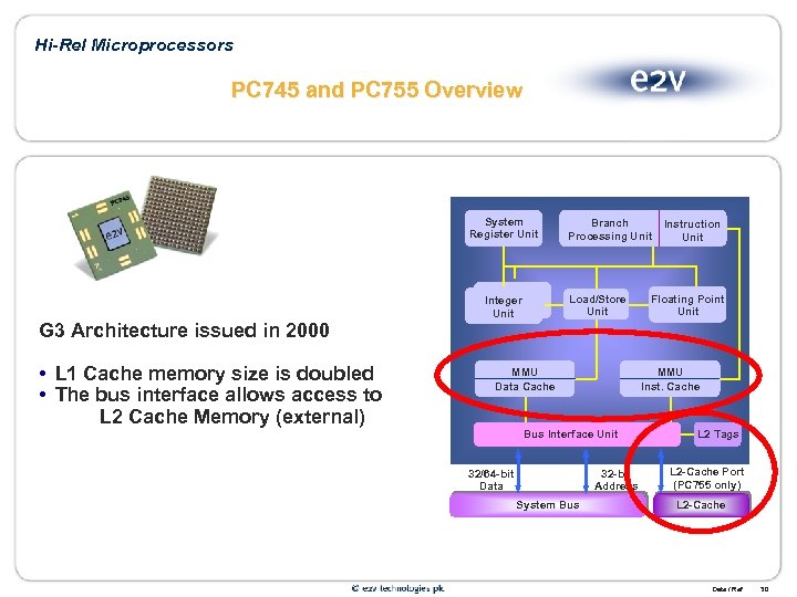 Hi-Rel Microprocessors PC 745 and PC 755 Overview System Register Unit G 3 Architecture