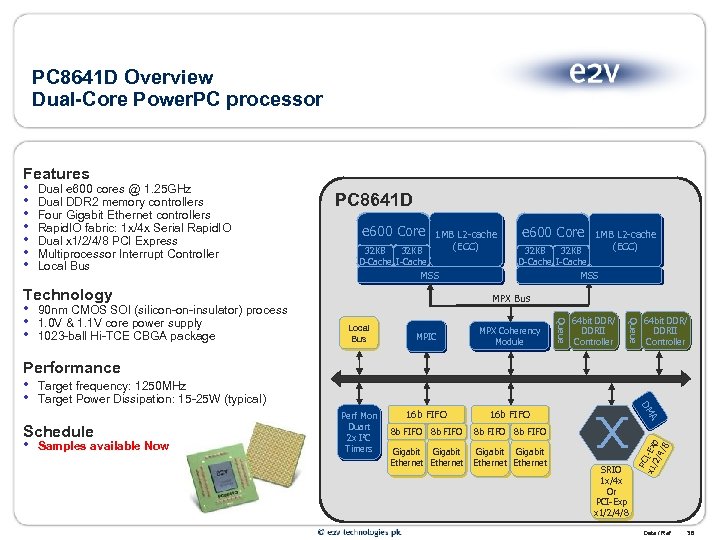 PC 8641 D Overview Dual-Core Power. PC processor e 600 Core 32 KB D-Cache