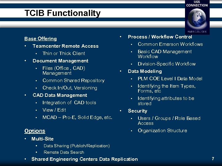 TCIB Functionality Base Offering • • • Teamcenter Remote Access Thin or Thick Client