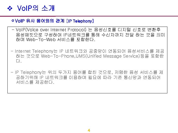v Vo. IP의 소개 Vo. IP 유사 용어와의 관계 [IP Telephony] - Vo. IP(Voice
