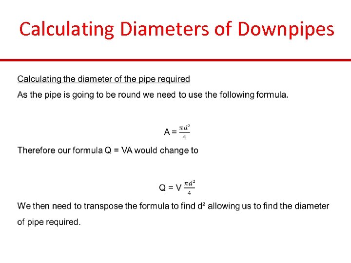 Calculating Diameters of Downpipes 
