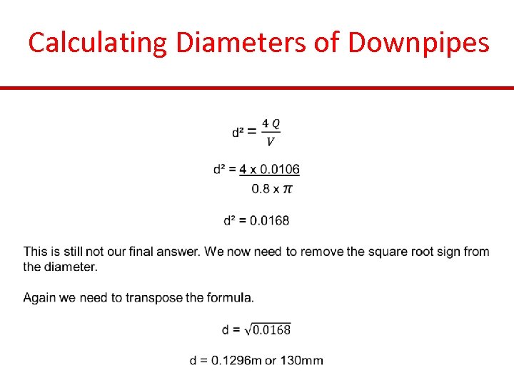 Calculating Diameters of Downpipes 