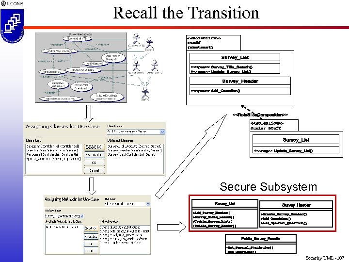 Recall the Transition Secure Subsystem Security UML -107 