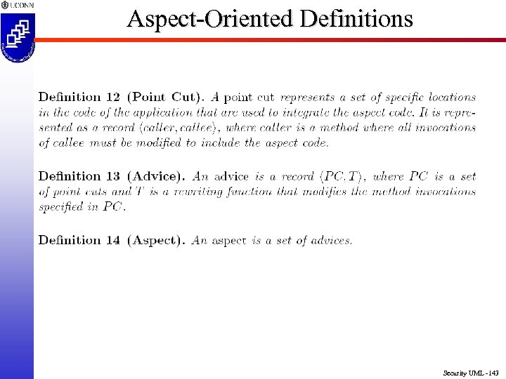 Aspect-Oriented Definitions Security UML -143 