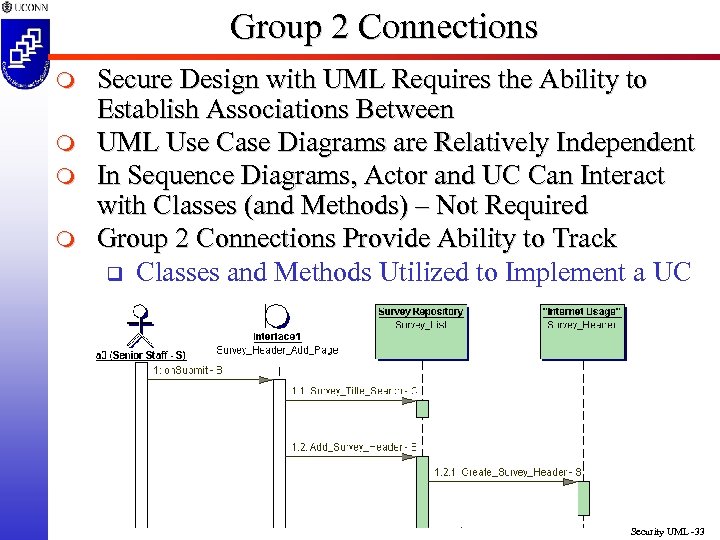 Group 2 Connections m m Secure Design with UML Requires the Ability to Establish