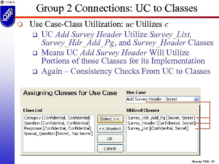 Group 2 Connections: UC to Classes m Use Case-Class Utilization: uc Utilizes c q