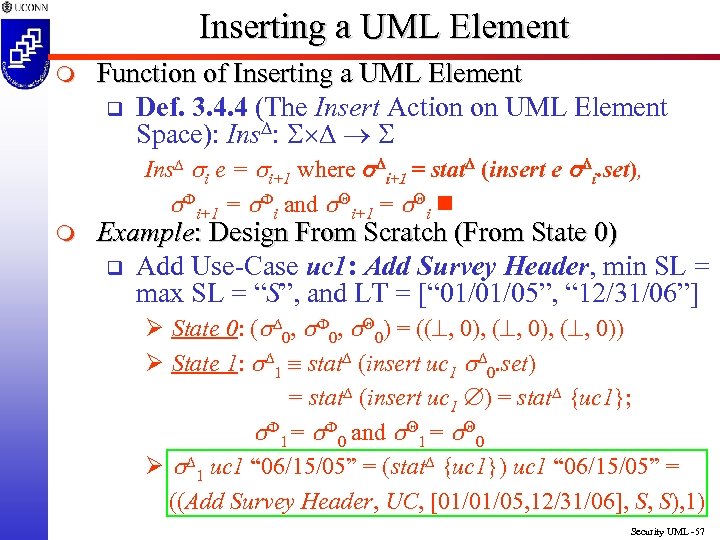 Inserting a UML Element m m Function of Inserting a UML Element q Def.