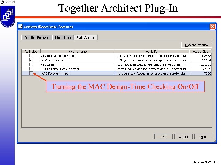 Together Architect Plug-In Turning the MAC Design-Time Checking On/Off Security UML -74 