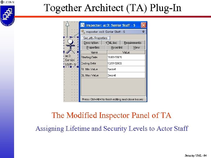 Together Architect (TA) Plug-In The Modified Inspector Panel of TA Assigning Lifetime and Security