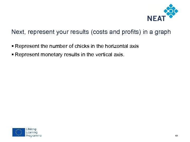 Next, represent your results (costs and profits) in a graph § Represent the number