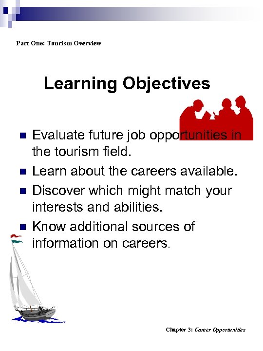 Part One: Tourism Overview Learning Objectives n n Evaluate future job opportunities in the