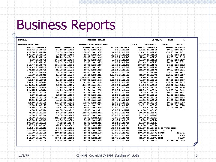 Business Reports BCRCL 10 TO-YOUR TOWN BANK AMOUNT SEQUENCE 123. 45 21409648 679. 00