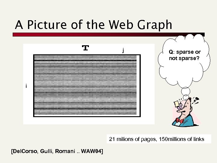 A Picture of the Web Graph j Q: sparse or not sparse? i 21